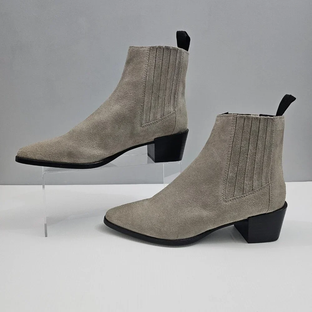 Rag & Bone Rover Chelsea Ankle Boot Womens EU 39.5 Cemento Gray Suede Designer